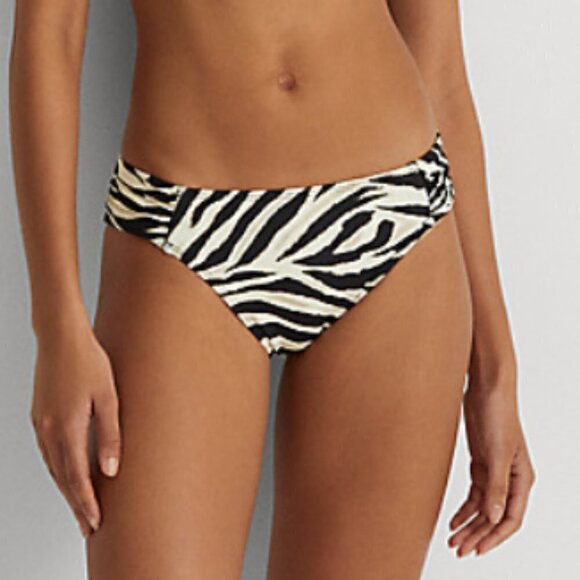 Ralph Lauren LRL Women's 8  Zebra Print Hipster Bikini Bottom Brown Black NWT - Picture 1 of 14